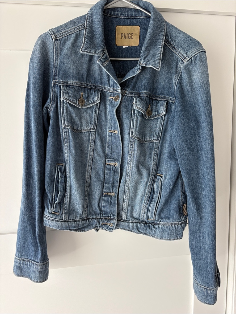PAIGE Faded Blue Denim Jean Jacket
